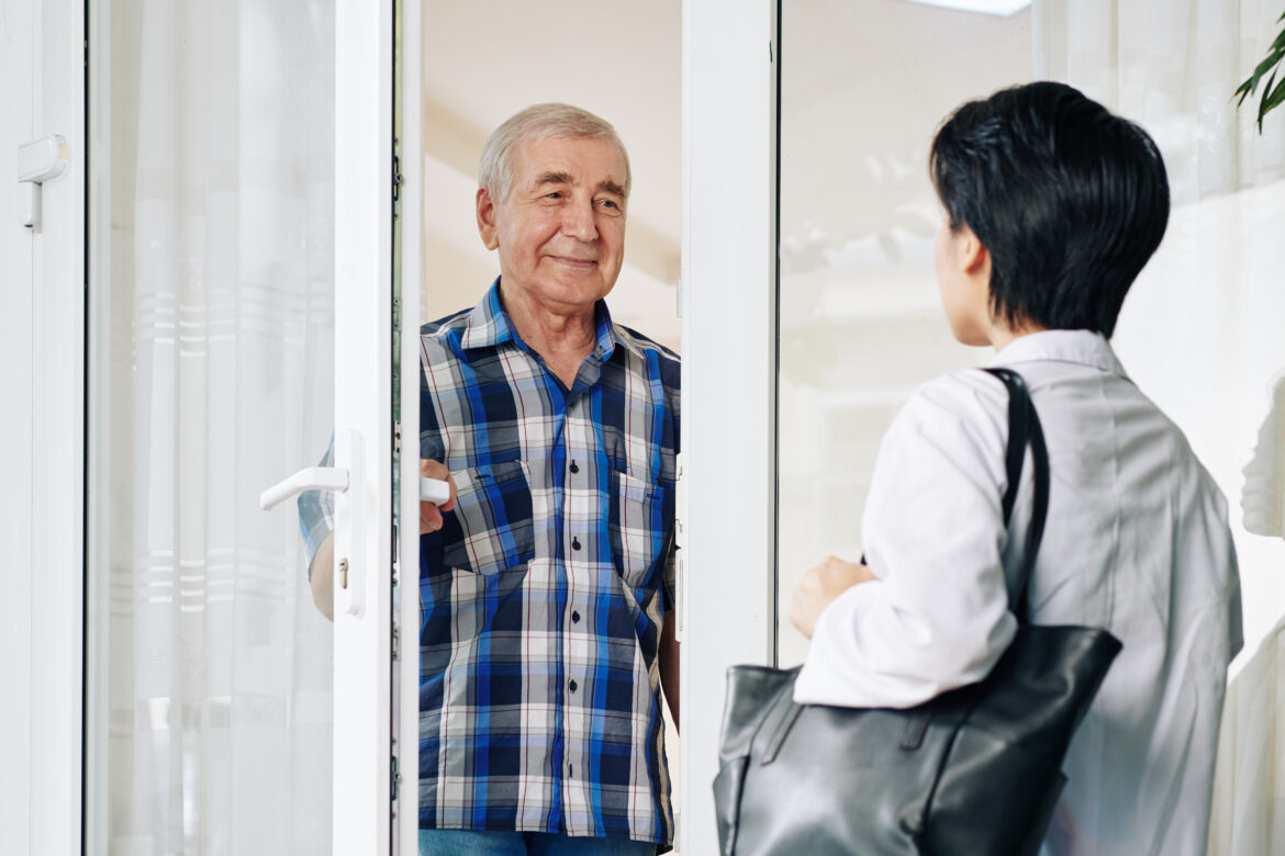 Meeting Senior At The Door